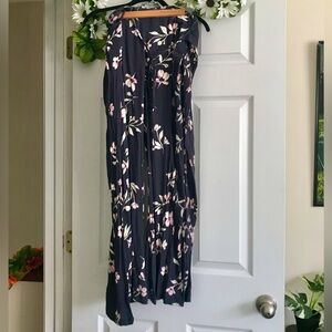 Billabong Casual Pants Side Slit Wide Leg Floral Flowy Spring Beach Vacation
